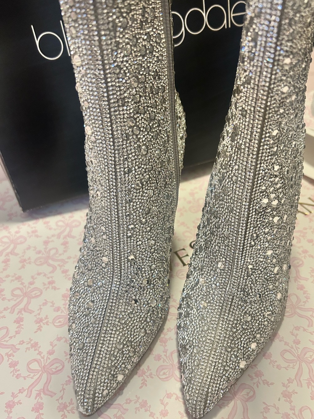 Bloomingdale’s Aqua Gorgeous mirrored-Embellished Women's Ankle Boots Size 7 NIB - Picture 3 of 8